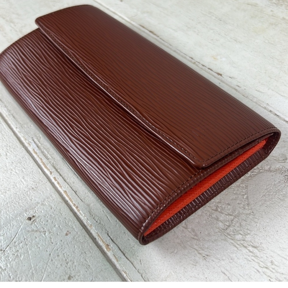 Louis Vuitton Epi Brown and Orange Clutch Wallet